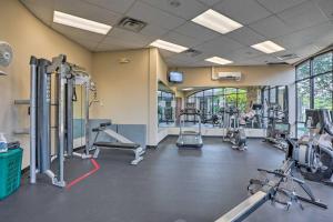 a gym with several treadmills and cardio machines at Branson West Retreat - 2 Mi to Silver Dollar City! in Branson West