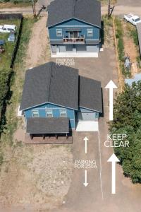 an overhead view of a house with the elements of keep clear at Tamarack Trails Bungalow in Donnelly