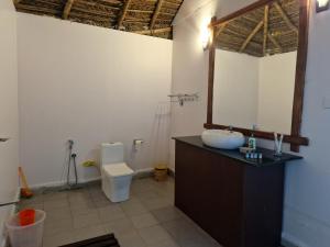 a bathroom with a sink and a toilet at Agonda Wellness in Agonda