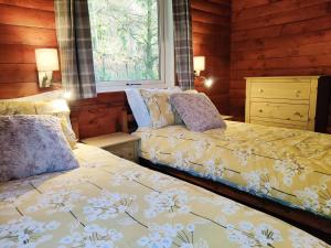 a bedroom with two beds and a window at Willow Lodge in Rashfield