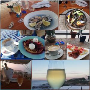 eine Collage aus Bildern von Speisen und Getränken in der Unterkunft Sailors cottage in Paternoster