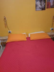 un letto con due cuscini arancioni sopra di Romeo1 a Gallarate