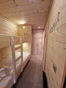 Ce chalet en bois comprend 2 lits superposés. dans l'établissement Charmant T2 rénové- Praloup 1600-parking privé, proche station, à Uvernet