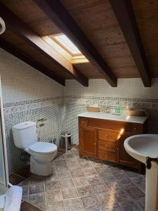 La salle de bains est pourvue de toilettes et d'un lavabo. dans l'établissement Casa Rural Arteondo, à Urduña-Orduña