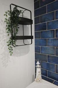 een plant op een plank boven een toilet in een badkamer bij Dexter's House in Kent