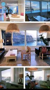 een collage van vier foto's van een woonkamer bij Tenerife Stay Ocean Front I in San Marcos