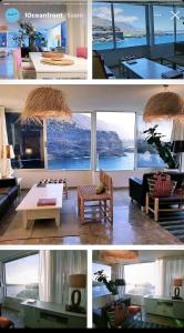 a collage of four pictures of a living room at Tenerife Stay Ocean Front I in San Marcos