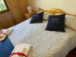 un letto con due cuscini sopra in una stanza di NadSan Mountain House a Camigliatello Silano