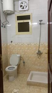 a bathroom with a toilet and a bath tub at حلول 9 in Abyār ‘Alī