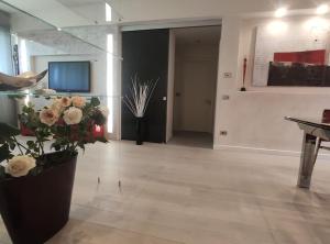 Televízia a/alebo spoločenská miestnosť v ubytovaní Appartamento incantevole con parcheggio gratuito