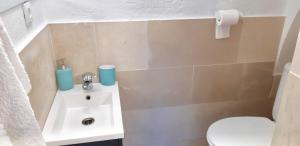 a bathroom with a sink and a toilet at APARTAMENTO Luis in Suances