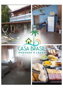 a collage of pictures of a house with a table of food at Casa Brasil pousada e lazer in Trindade
