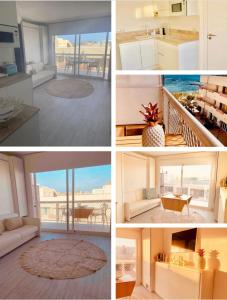 a collage of four pictures of a living room at Vamos a la playa ! in Es Pujols