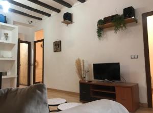 Televízia a/alebo spoločenská miestnosť v ubytovaní Rustic 2 bedroom apartment Poble Sec