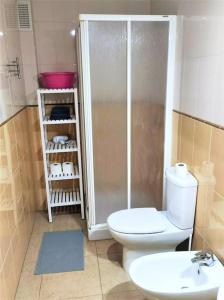 W łazience znajduje się prysznic, toaleta i umywalka. w obiekcie Apartment in Playa San Juan, Casa Greg w mieście Playa de San Juan