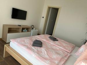 Postel nebo postele na pokoji v ubytování Penzion Cafe Na Svahu