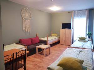 TV a/nebo společenská místnost v ubytování Hostel Gliwice Centrum PARKING