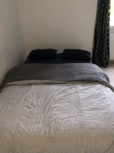 duże łóżko w narożnej sypialni w obiekcie Magistic Studio Paris Montreuil w mieście Montreuil
