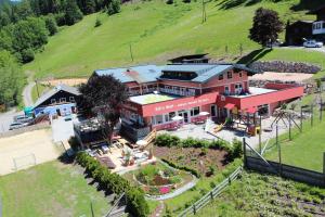 an aerial view of a house with a garden at Appartements am Edthof in Eben im Pongau
