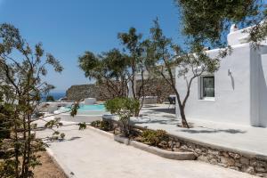 a villa with a swimming pool and trees at Villa in Mykonos in Mikonos
