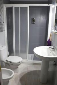 CHIBITEL Alojamiento Rural في قرطبة: حمام مع مرحاض ودش ومغسلة