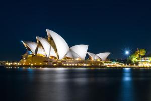 a view of the sydney opera house at night at KozyGuru / Haymarket SYD / Cozy Warm / 1 Bed APT / NHA317-546B in Sydney