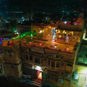 an overhead view of a building at night at Shahi Palace Hotel Jaisalmer in Jaisalmer