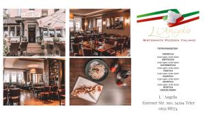 a collage of photos of a restaurant with food at L' Angolo Ristorante & Hotel GmbH in Trier