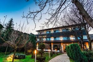 a building with a pathway in front of it at Hotel Oscar in Câmpina