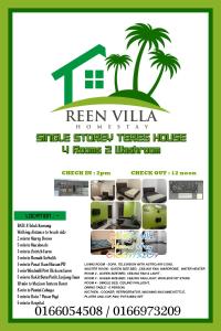 ein Flyer für eine Immobilienagentur mit Palmen in der Unterkunft Reenvillahomestayportdickson in Port Dickson