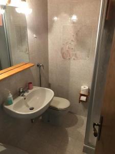 a bathroom with a sink and a toilet at Affittacamere Iragidor in Cortina dʼAmpezzo