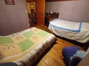 ein Zimmer mit 2 Betten und einem Stuhl darin in der Unterkunft Chambres d'hôtes au pied des Pyrénées 