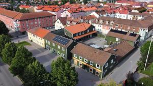 an overhead view of a town with buildings at Hotell Silverborgen in Sala
