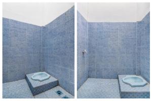 two pictures of a bathroom with a toilet in it at SPOT ON 91875 Nayla Homestay Syariah in Pekanbaru