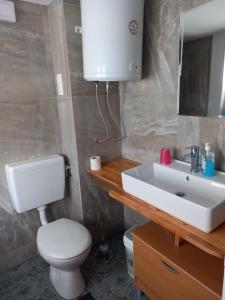 a bathroom with a white toilet and a sink at Apartman Duman in Livno