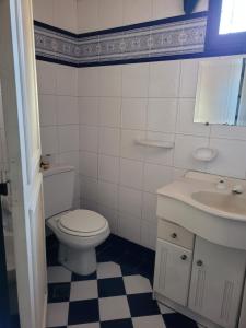 a bathroom with a toilet and a sink at Casa Balcarce in Godoy Cruz