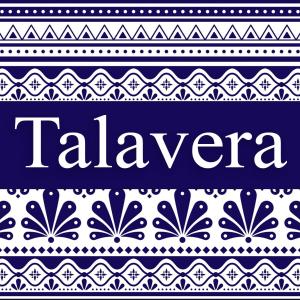 een blauw-wit patroon met de woorden talaya bij Hotel Boutique Casa Laja in San Miguel de Allende