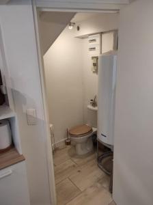 Baño pequeño con aseo y lavamanos en T2 Duplex Pamiers Plein Centre - Logement entier - Nouveau, en Pamiers
