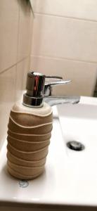 a close up of a soap dispenser on a sink at Luxury apartment in Arad