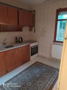 a kitchen with a sink and a stove at Uncular Flat 3+1 in Istanbul