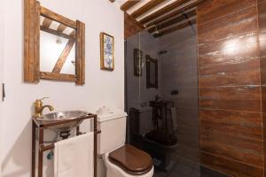 a bathroom with a toilet and a sink and a shower at Encantador apartamento en Calle Segovia in Madrid