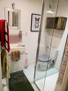 ein Bad mit einem WC und einem Waschbecken in der Unterkunft Studio au calme, dans village tranquille in Séné