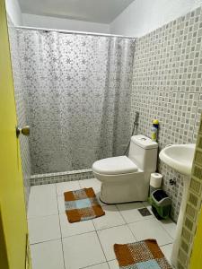 a bathroom with a toilet and a shower and a sink at Somerset Condominium Tower 1 in Manila