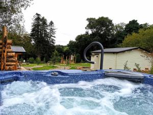 a plunge pool with water in a backyard at The Oaks Luxury Lodges in Drumahoe