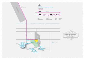 un mapa de la ruta propuesta para el intercambio de autobuses en Gorgeous Private Studio LIMA-Own Bathroom-Near Airport, en Lima