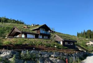 una casa al lado de una colina en Fjelltun Lodge, en Sogndal