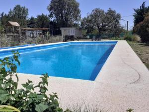 a swimming pool with blue water in a yard at Las Nativas de Areco in San Antonio de Areco