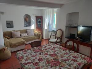 Televízia a/alebo spoločenská miestnosť v ubytovaní APPARTAMENTO INCANTEVOLE CON GIARDINO