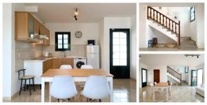 a kitchen and a dining room with a table and chairs at Villa Sevilla in Playa Blanca
