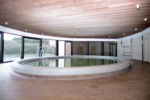 une grande chambre avec une grande piscine dans un bâtiment dans l'établissement Gmelinstra_e 5d_ Whg_ A15_ By de W, à Wyk auf Föhr